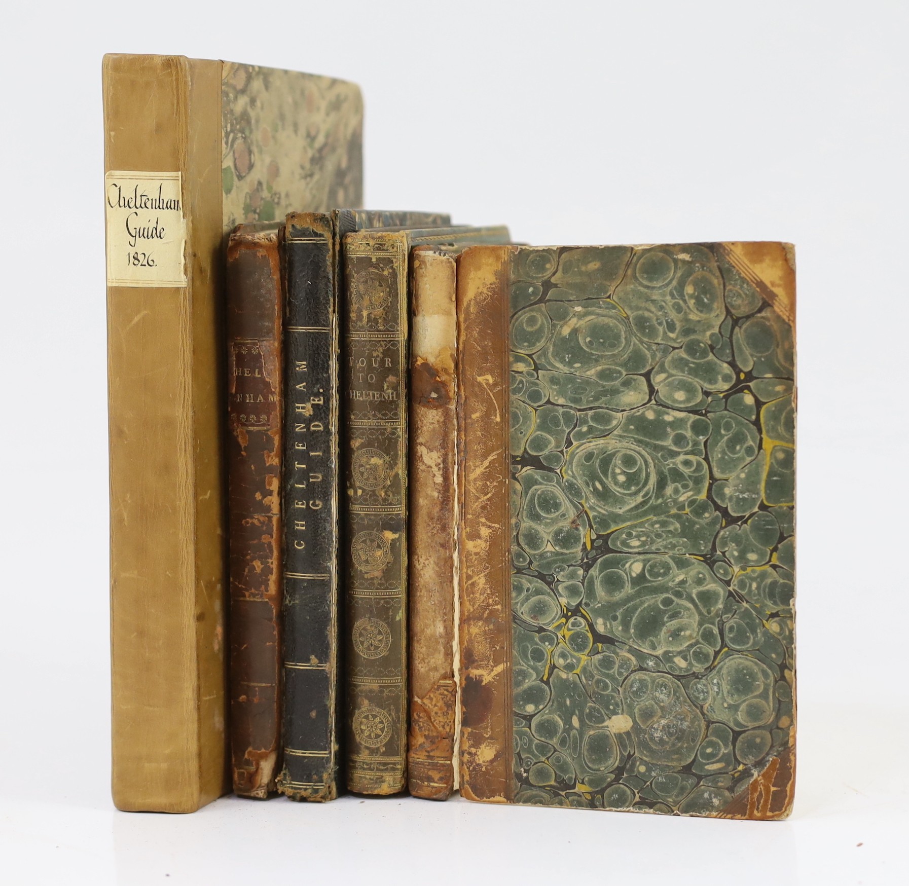 GLOUCS: The New Guide to Cheltenham...the Virtues and Qualities of its Mineral Waters...together with a Sketch of the Surrounding Country... folded map and 4 plates (2 folded); contemp. half calf and marbled boards, 12mo